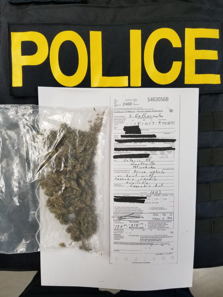 Huntsville OPP Writes Weed Ticket on First Day of Legalization