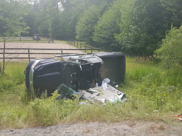 Driver extracted from pickup truck after Brunel Road rollover