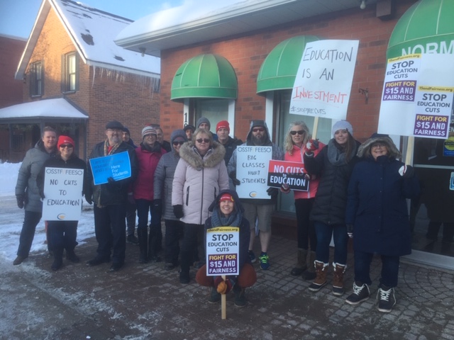 OSSTF supporters rallying at MPP Millers office