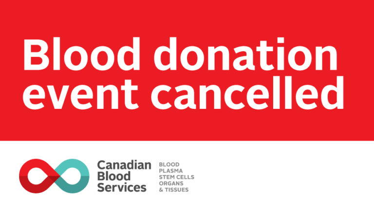 Bracebridge blood donation event cancelled