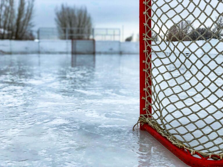 hockey rink net ice winter snow